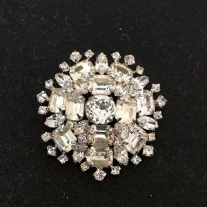 Weiss silver and rhinestone brooch